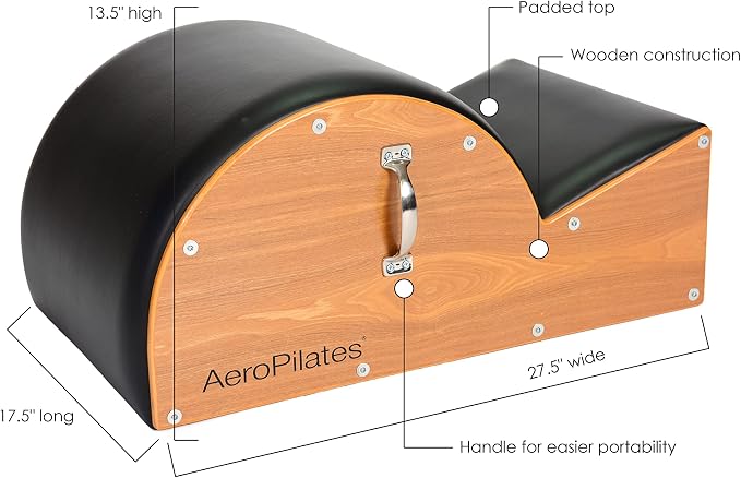 AeroPilates Stamina Products Posture Corrector Pilates Barrel with Upholstered Surface and Built In Handle for Strength Training, Wood and Black | Upholstered Surface and Built In Handle for Strength Training; Wood and