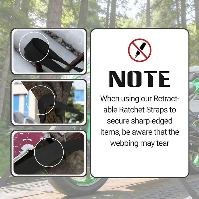 Retractable Ratchet Straps (2-Pack) - Heavy Duty Auto Slow Retraction Tie Down Straps - 1 Inch x 13 Feet (1,800lb Break Strength) for Truck, Cargo Trailer, Motorcycle, ATV, UTV - Black