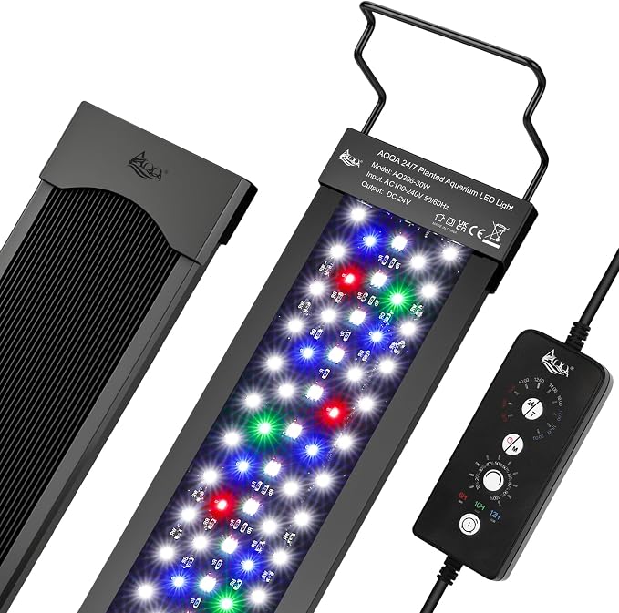 AQQA LED Aquarium Light 72W for 48-55 Inch Fish Tank, 24/7 Mode&DIY Mode Full Spectrum Fish Tank Light, IP68 Waterproof High Lumen Aquarium Plant Light, Adjustable Brightness/Timer, Memory Function