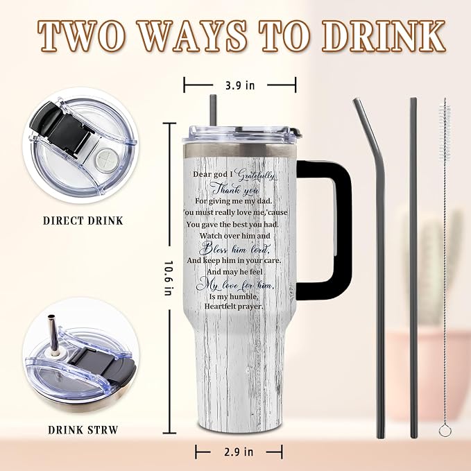 DUUV Christian Gifts for Men, Christian Tumbler 40 Oz, Birthday Religious Gifts for Your Dad from Son Daughter, Spiritual Bible Verse Catholic Gift for Men Dad, to My Dads Tumbler, 1PCS