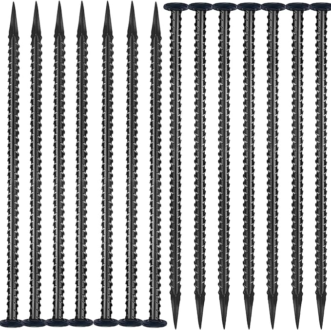 16 Inc Rebar Stakes, Ground Stake，1/2 Inch Diameter, Galvanized Steel Ground Anchors,Speed Bump, Tent Stakes, Heavy Duty Metal Stakes, Used for Road Construction Outdoor Camping,30 Pack（Black）