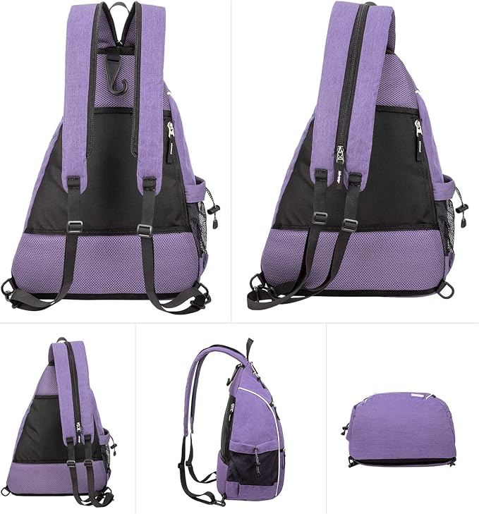 Sucipi Pickleball Bag - Men's & Women's Pickleball Backpack, Adjustable Sling Bag w/Fence Hook/Large Capacity/Safety Pocket