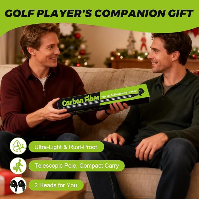 Carbon Fiber Golf Ball Retriever Telescopic 9FT, Lightweight Anti-Rust Extendable Ball Retriever Tool Golf for Water, Pond, Underneath Bushes, Shallow River, GolfBall Grabber Tool for Golfers