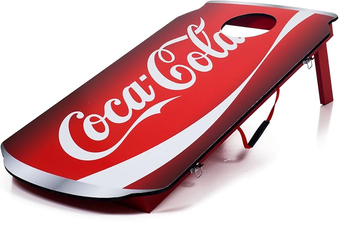 Trademark Games Coca-Cola Can Cornhole Set – Portable Bean Bag Toss Game with 2 Wooden Boards and 8 Bean Bags, Outdoor Lawn Game Set for Adults, Family Gatherings, Tailgates and Backyard Play