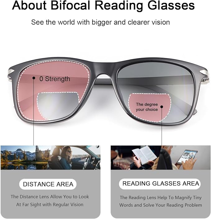 YIMI Polarized Bifocal Reading Glasses UV Protection Outdoor Sun Readers Computer Anti Blue Light Glare Glasses for Men Women