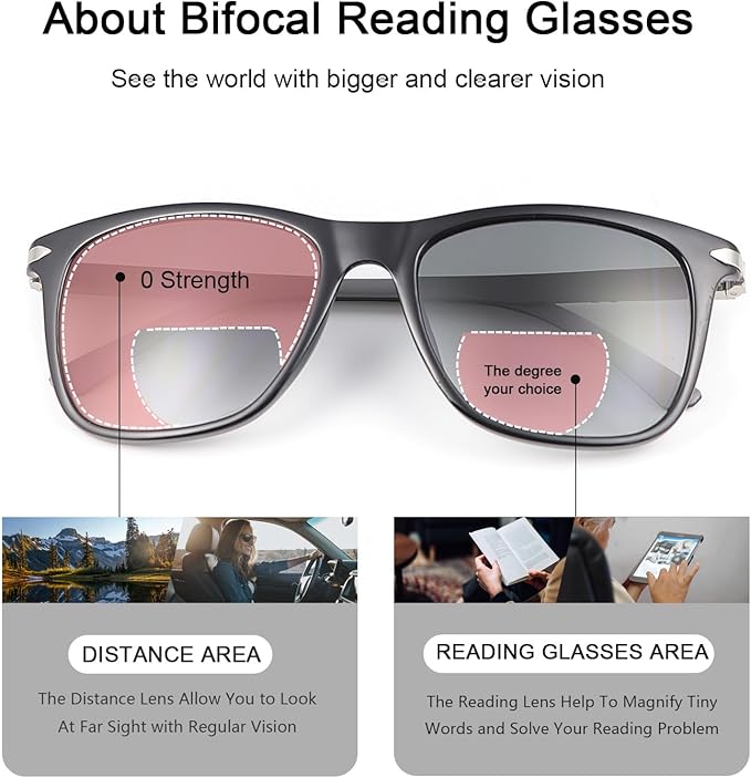 YIMI Polarized Bifocal Reading Glasses UV Protection Outdoor Sun Readers Computer Anti Blue Light Glare Glasses for Men Women