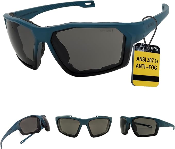 ANSI Z87.1+ Safety Sunglasses, Impact Resistant with EVA Foam, Anti-Fog Windproof for MTB, Cycling, Shooting, Work