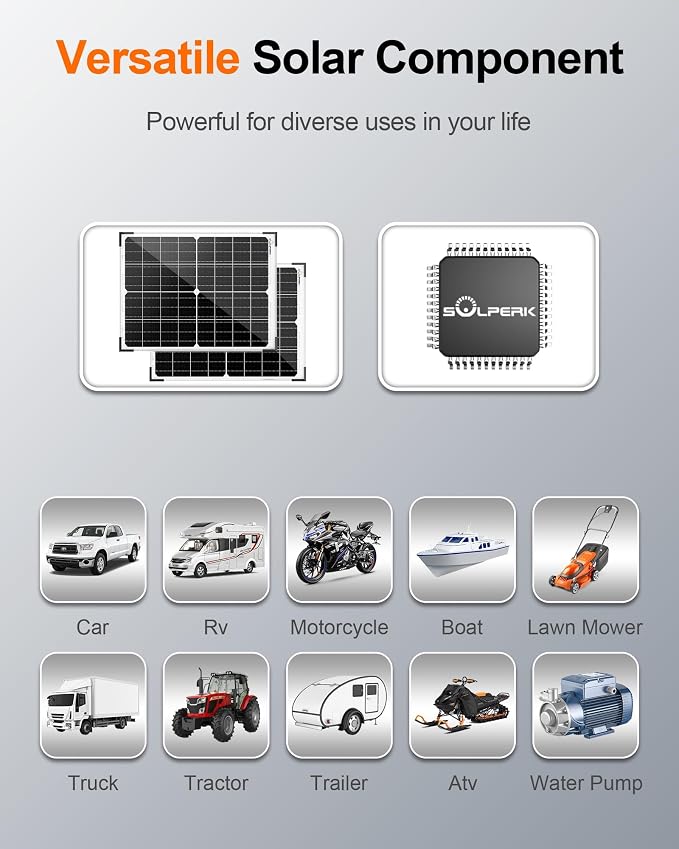 SOLPERK 12V 50W Solar Panel Kit, 2pcs 25W Solar Battery Maintainer+Waterproof 8A Controller+Adjustable Mount Bracket for Boat RV Car Motorcycle Marine Automotive