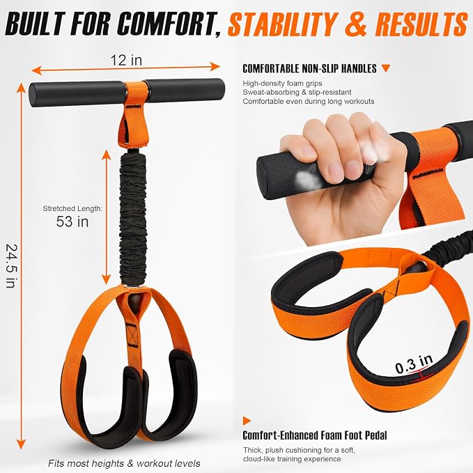 Upgraded Durable Pedal Resistance Band with Handle and Figure 8 Resistance Band Set, Stretch Bands for Exercise, Full Body Workout Equipment for Core Abs Waist Arms Back Stretching Training