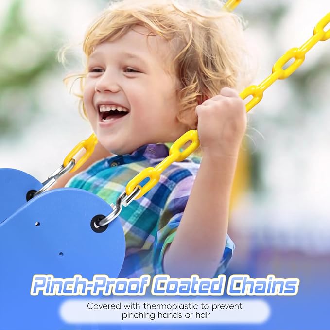 SEKKVY Swing Seats with 66" Heavy Duty Chains, Swing Set Accessories Replacement with Snap Hooks, Toddler Swings Supports 250 lbs for Outdoor Backyard Playground, Indoor Swing for Kids, Blue 1 Pack