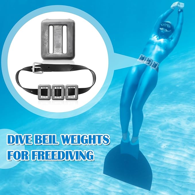 Shimeyao 4 Pcs 2.2 lb Dive Weights Rubber Belt for Scuba Diving Weight Belt with Metal Buckle Scuba Metal Block for Summer Freediving Spearfishing Underwater Operations