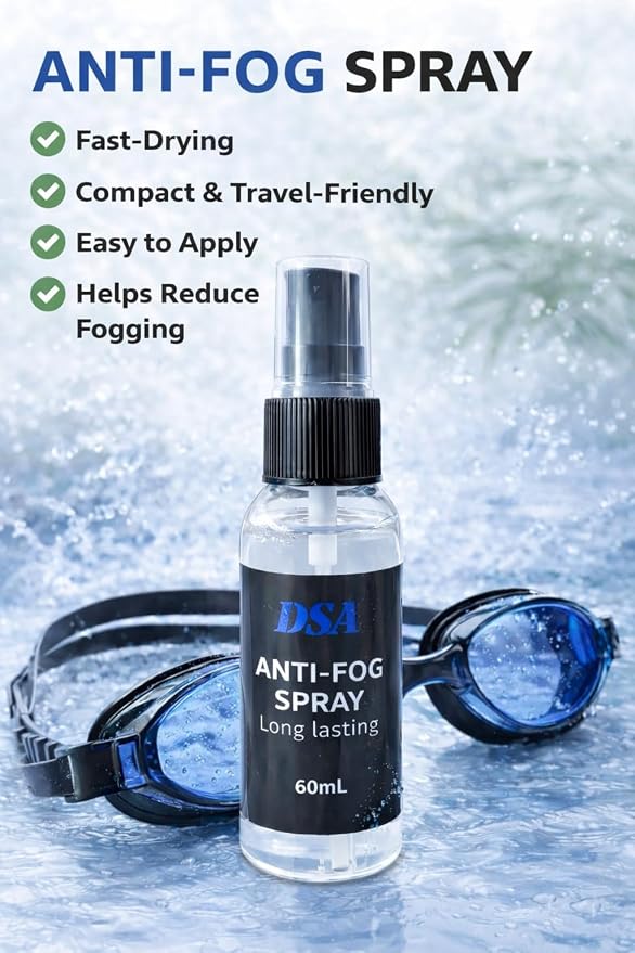 DSA Premium Anti-Fog Spray for Glasses, Swim Goggles, Scuba & Snorkel Masks, Mirrors & Plastic Windows – Quick-Dry, Long-Lasting Defogger – 2Fl Oz