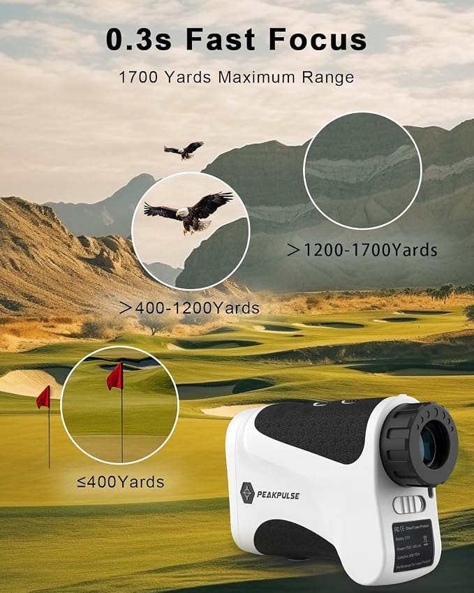 PEAKPULSE Golf Range Finder 650 Yards RangeFinder Golfing High Clarity Display 6X Magnification 0.5 Yard Accuracy Pin Seeker Easy to Use(No Magnet)
