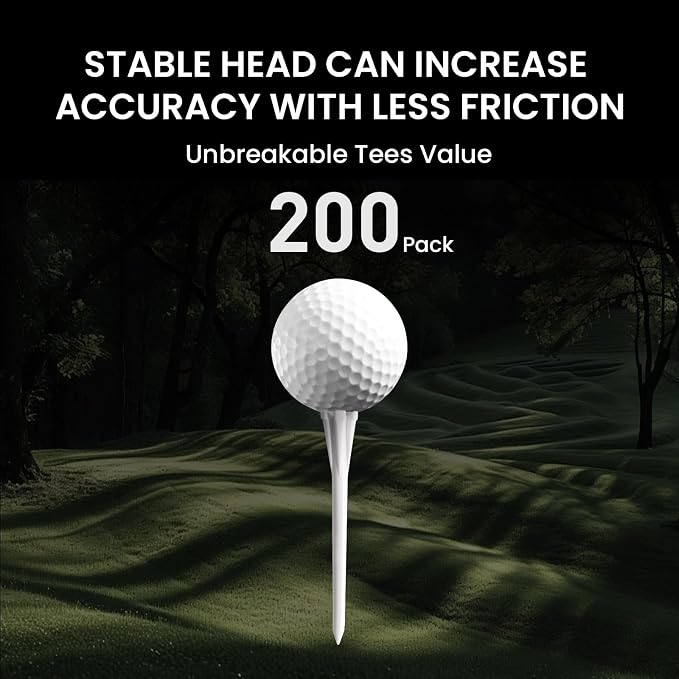 FINGER TEN Golf Tees Plastic Unbreakable Easy to Find Bulk Value 200/500/1000 Count, 2 3/4 3 1/4 Inch Tee Driving Range Reduce Friction, Green Red White USA Flag Practice