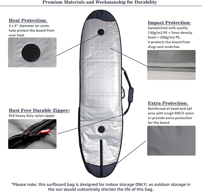 Abahub Premium Surfboard Travel Bag, Foam Padded Surf Board Cover, Shortboard Carrying Bags for Surfing, Outdoor, Airplane, Car, Truck,Size 6'0, 7'0, 7'6, 8'0, 8'6, 9'0, 9'6, 10'0