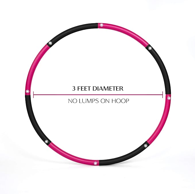 Pinc Active Exercise Fitness Hoop for Adults - Easy to Spin, Premium Quality and Soft Padding Weighted Hoop - Detachable Hoops for Home & Gym Workouts
