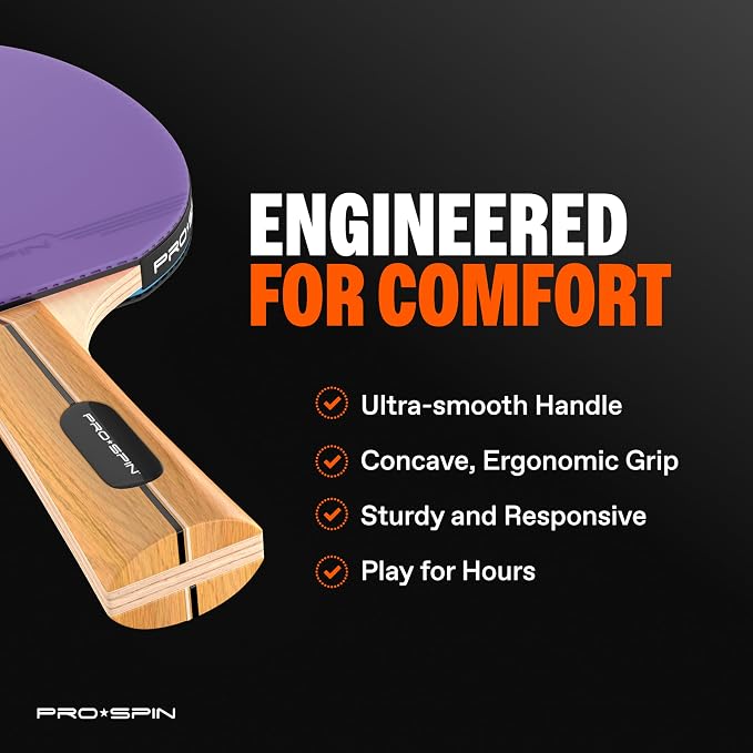 PRO-SPIN Ping Pong Paddles - High-Performance Set with Premium Table Tennis Rackets, 3-Star Ping Pong Balls, Compact Storage Case | Professional Quality Ping Pong Paddle Set | Indoor & Outdoor Games