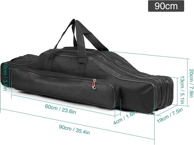 Fishing Rod Case Three Layers Fishing Rod Bag Oxford Portable Folding Fishing Pole Bag Outdoor Waterproof Tackle Storage Travel Bags Carry Organizer for Fishing Camping Hiking