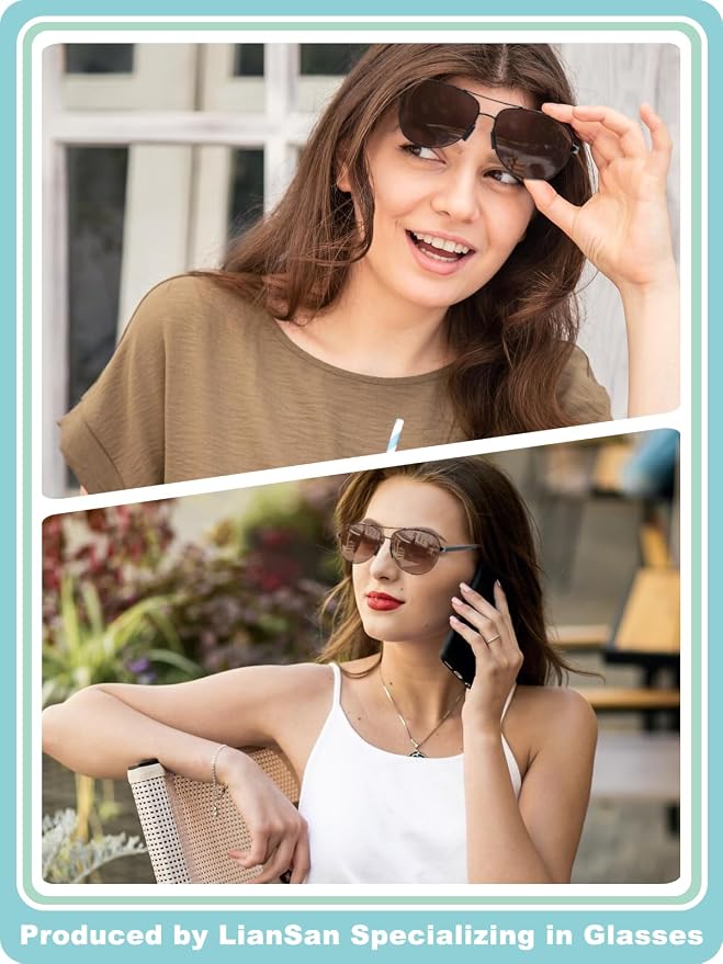 LianSan Premium Aviator Bifocal Reading Sunglasses for Men Women Retro Top Clear Sun Readers UV Protection