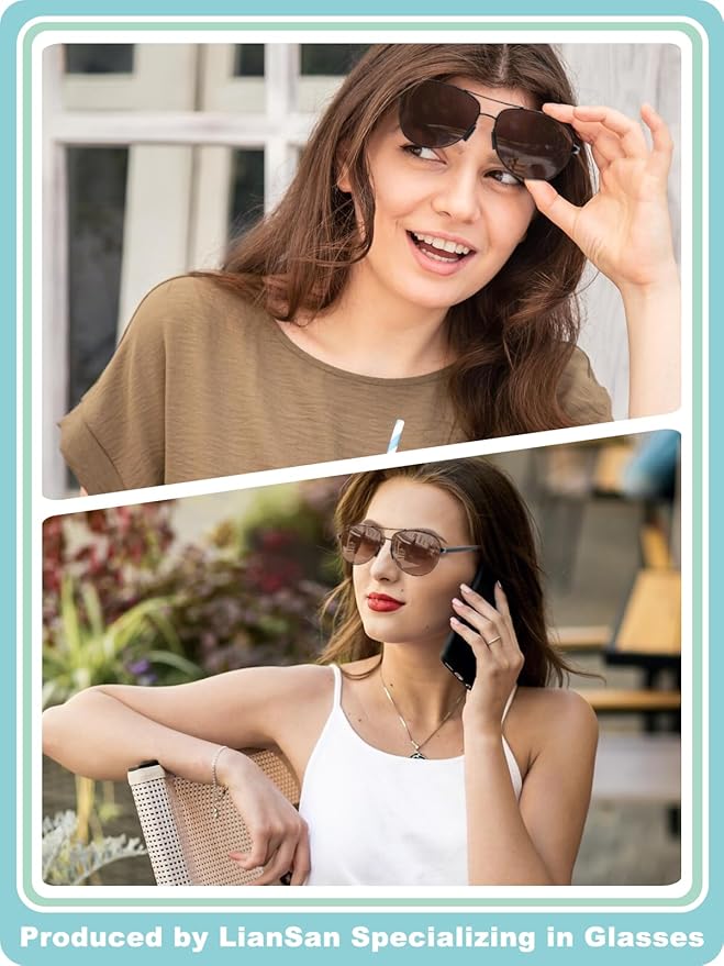 LianSan Premium Aviator Bifocal Reading Sunglasses for Men Women Retro Top Clear Sun Readers UV Protection