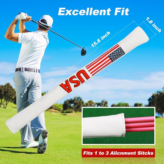 Golf Club Head Covers,4pcs or 1pc USA Golf Head Covers for Woods and Driver Fairway Hybrid - PU Leather Mallet Blade Putter for Men Women Golf Enthusiast