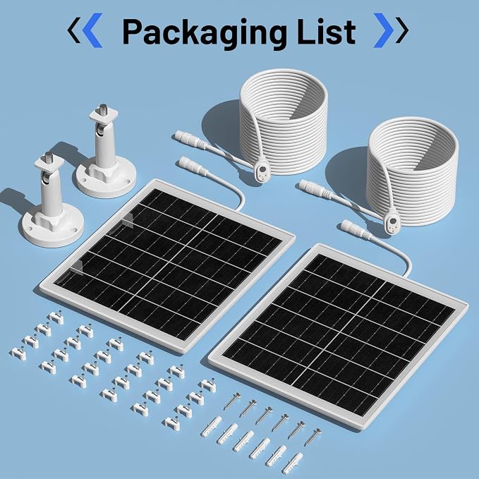 5W Solar Panel Charger Compatible with Arlo Pro 5S/Pro 4/Pro 3/Ultra/Ultra 2/Go 2 Camera, Solar Panels Charging with 13.1ft Waterproof Charging Cable,360° Adjustable Wall Mount, 2 Pack