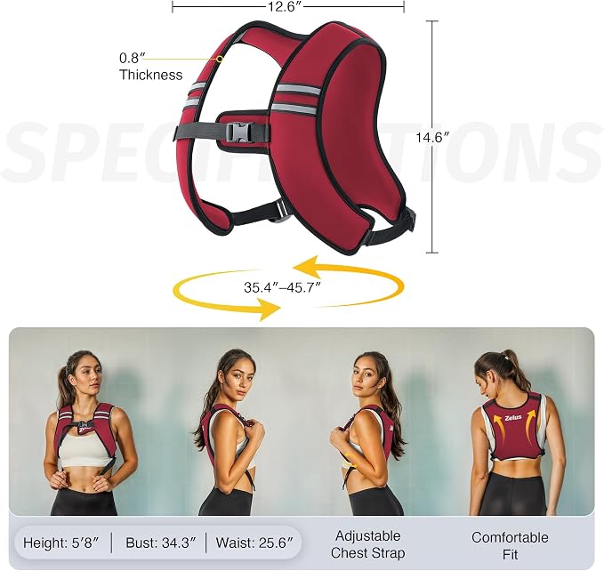 ZELUS Weighted Vest, Washable Z-Fit Soft Iron Weighted Vest for Women and Men, 5/10/15 lb Weight Vest with Reflective Strips & Adjustable Straps, Ultra Thin Weight Vest for Gym Strength Training