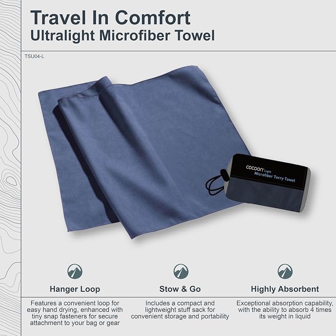 Cocoon Microfiber Towel Ultralight - Fjord Blue - L