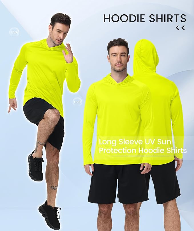 ZITY 3 Pack Men's UPF 50+ Sun Protection Hoodie Shirt Long Sleeve Shirt Fishing Shirts for Men Lightweight Rash Guard