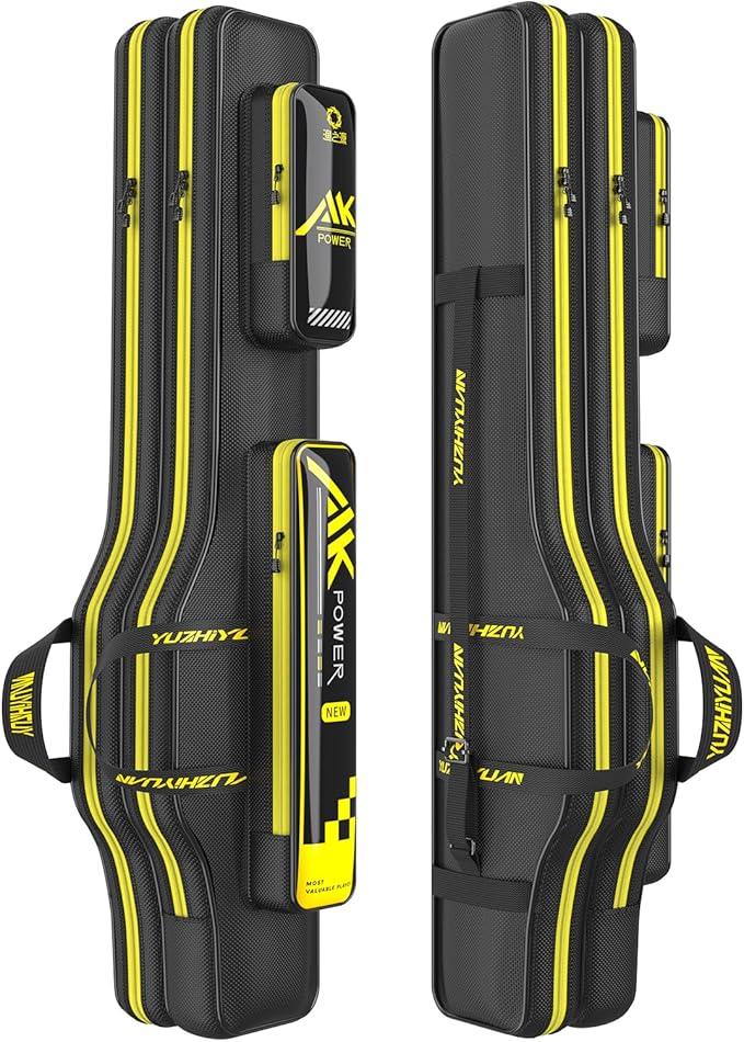 Fishing Rod Case & Bag Triple-Layer - 1680D Oxford, Wire-Reinforced Anti-Deforming, Foldable Portable, Quick-Access Compartments, Fishing Gift for Men Anglers