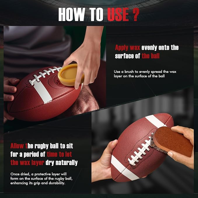 Football Prep Kit - for Secure Grip & Improved Tack, Football Accessories & Leather Football Mud - Designed for Professional & Youth Football Players, Complete Set with 2 Wax Bars & 1 Brush
