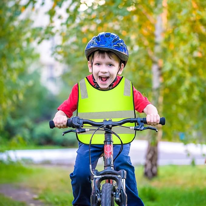 M-Aimee 30 Pcs Hi Vis Vests for Kids Children High Visibility Vest Bulk Reflective Safety High Vis Vest Neon Yellow Traffic Safety Jacket for Students Running Cycling Skiing