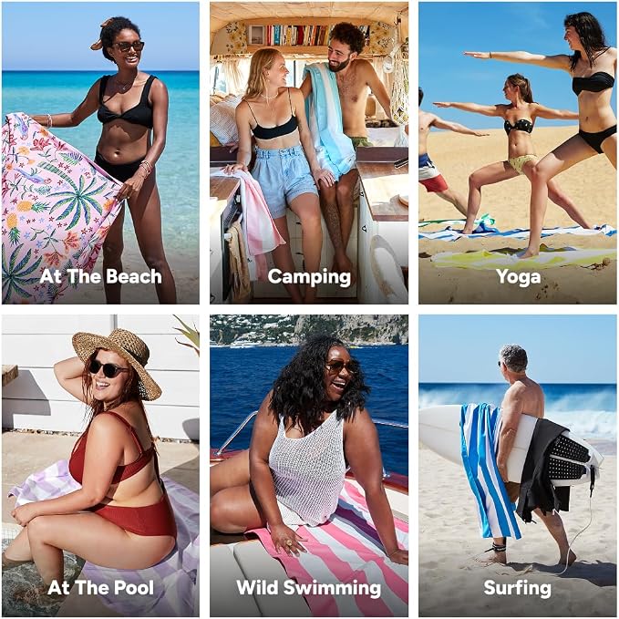 Dock & Bay Beach Towel - Quick Dry, Sand Free - Compact, Lightweight - 100% Recycled - Includes Bag - Pink Paradise - Extra Large (200x90cm, 78x35)