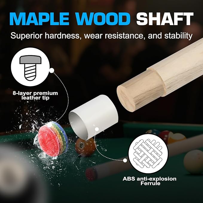 Banly Pool Cue Stick - 58" Canadian Maple Pool Cue 12.5mm Low Deflection Pool Stick Piano Lacquer Finish Professional Cue Stick
