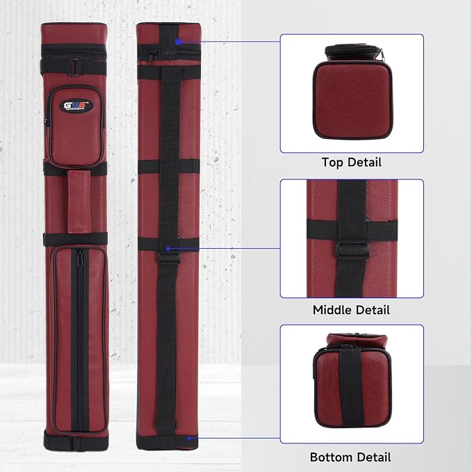 GSE Games & Sports Expert 3x6 Hard Pool Cue Case, Billiard Stick Carrying Bag for 3 Sticks, Holds 3 Butts and 6 Shafts (Several Colors Available)