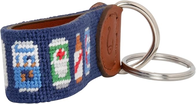 Leather Hand-Stitched Needlepoint Key Fob or Key Chain