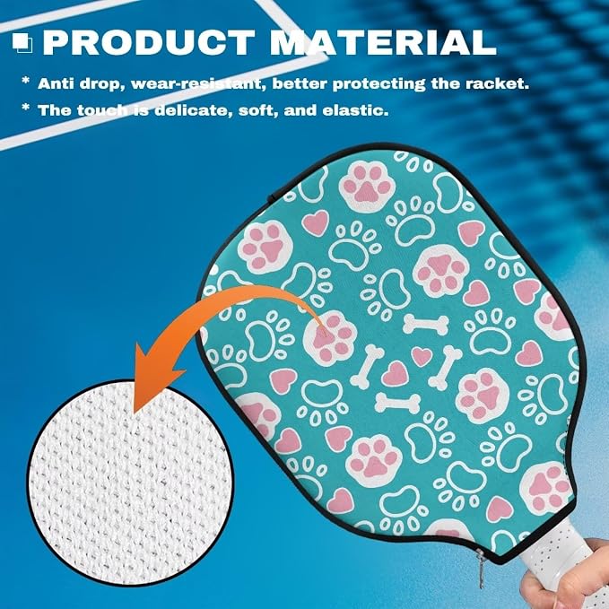 Pickleball Paddle Covers, Fits Standard Pickleball Racquets, Durable Zippered Paddle Cover Universal 8.6 x 11.4Inch