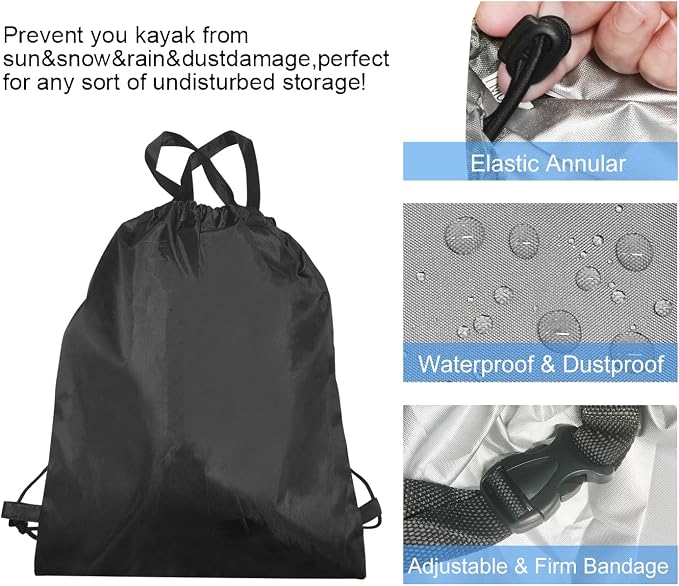 420D Durable 2.6m-6m/7.8-18ft,7 Sizes, 9 Color Durable Kayak Cover Canoe Cockpit Dust Cover, Waterproof UV Sunblock Shield Protector for Fishing Boat,Kayak,Canoe,Paddle Board