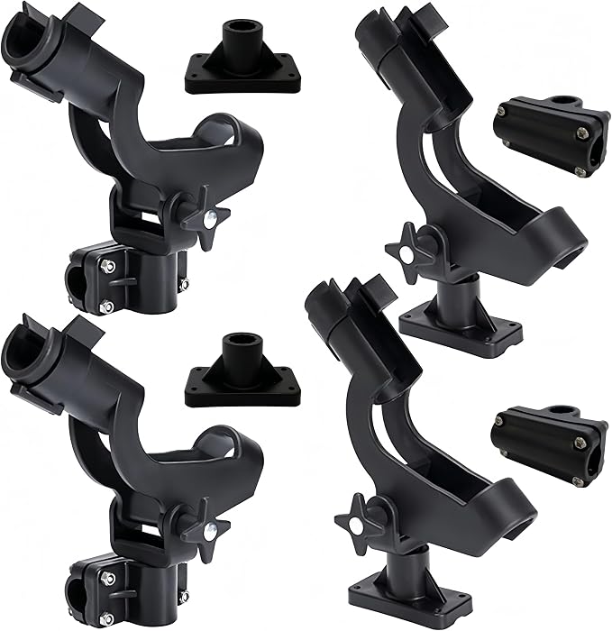 HiUmi Adjustable Rotatable Plastic Fishing Rod 3 Mount Rack Holder Bracket Boat Canoeing Rowing Mount Kit Kayak Side Rod Holder