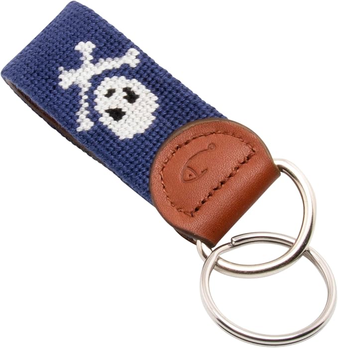 Leather Hand-Stitched Needlepoint Key Fob or Key Chain