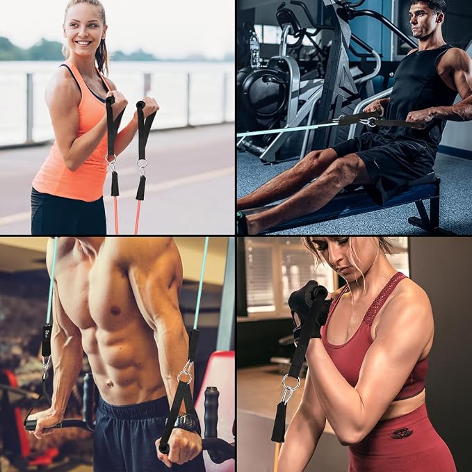 WHATAFIT Resistance Bands, Exercise Bands, Workout Bands with Handles, Door Anchor and Ankle Straps, 5 Resistance Levels Fitness Bands for Strength Training, Physical Therapy, and Home Gym Equipment