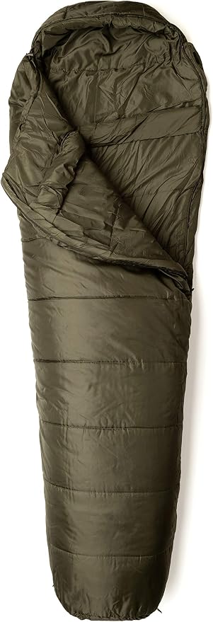Snugpak Basecamp Ops TSB Sleeping Bag, Warm Isofibre Fill, Snugfit Hood & Compression Stuff Sack for Camping, Olive - Left Side Zip