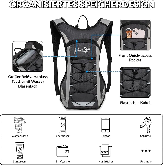 Runlight Lightweight Hydration Backpack,Running Vest for Women Men with 1.5L Water Bladder, Hydro Water Daypack for Running,Hiking,Cycling,Climbing,Biking
