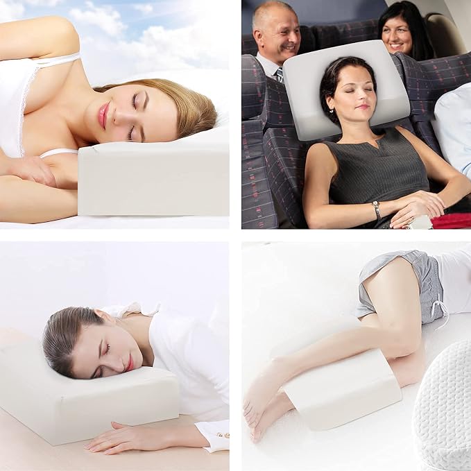 TOPPURE Cube Memory Foam Pillow for Side Sleepers (12"/12"/5" Extra Soft), Cervical Pillow for Neck Pain, Coach Pillow, Travel Pillow, Pillowcase Removeable and Washable, White