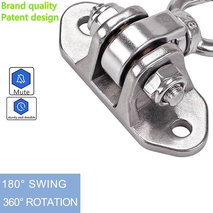 Heavy Duty Swing Hanger Stainless Steel 304 Antirust,1200 lb Capacity 360° Silent Rotation, Playground Porch Swing Set Indoor Outdoor, Patent Design