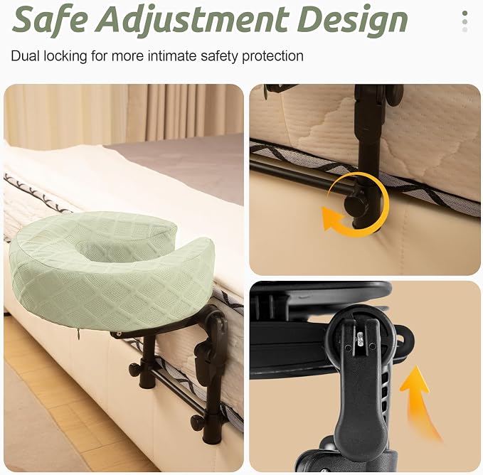 Massage Headrest for Bed, Adjustable Massage Face Cradle at Home, Portable Massage Table Kit for Sleeping Mattress, Face Down Pillow After Eye Surgery (with Armrest Shelf & Breast Pillow)