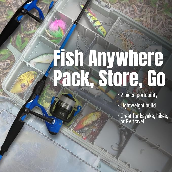 Reaction Tackle 2-Piece IM6 Carbon Fishing Rod and Reel Combo for Bass, Panfish, Trout, and Freshwater Fishing