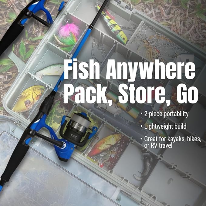 Reaction Tackle 2-Piece IM6 Carbon Fishing Rod and Reel Combo for Bass, Panfish, Trout, and Freshwater Fishing