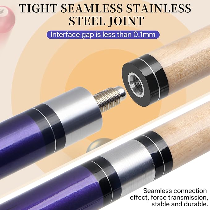 Kmise Pool Stick Set of - 58" Pool Cue Stick, Canadian Maple Professional Billiards Pool Cue, Pool Sticks for Adults, 18~21oz Multiple Colors
