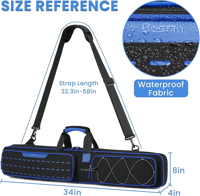 BOSSTIN Pool Cue Case, 3x4 / 5x5 Pool Stick Billiard Cue Accessories Soft Padded Bag Case